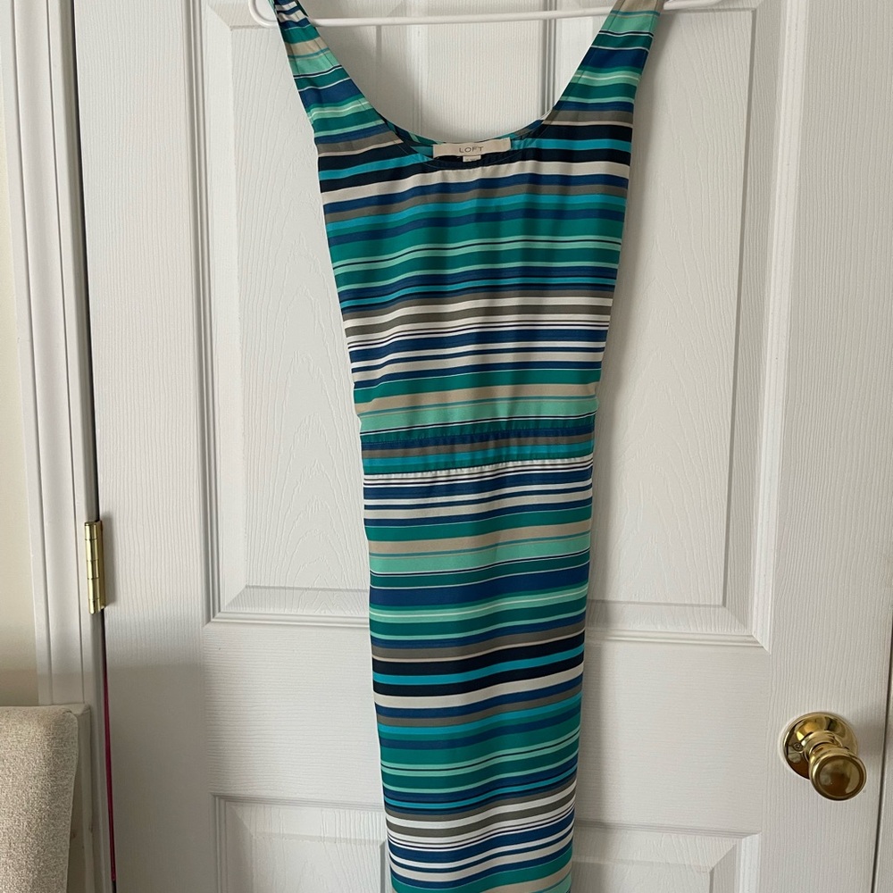 LOFT Multicolor Striped Midi Dress